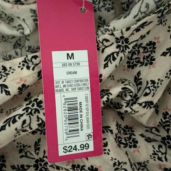 NWT Xhilaration Floral A Line Ruffle Dress Short Flutter Sleeve Cross Tie Back - Picture 8 of 13